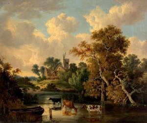 Landscape with Cattle in a Pool by George Vincent